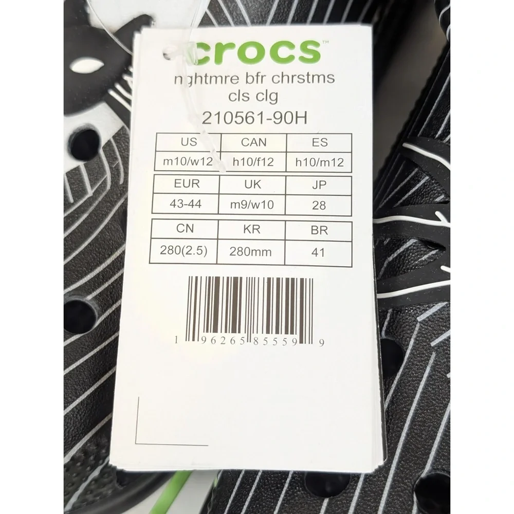 Crocs Nightmare Before Christmas Jack Skellington Clogs M10 W12 NWT
